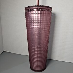 Starbucks Rose Pink Shimmer Grid Tumbler 24oz Cold Cup 2022